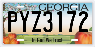 GA license plate PYZ3172