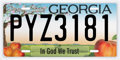 GA license plate PYZ3181