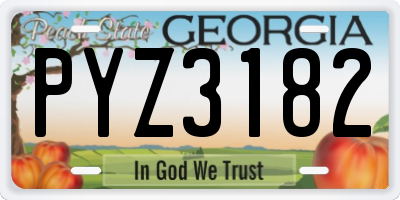 GA license plate PYZ3182