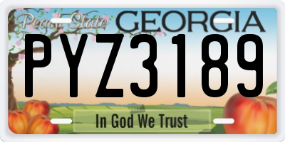 GA license plate PYZ3189