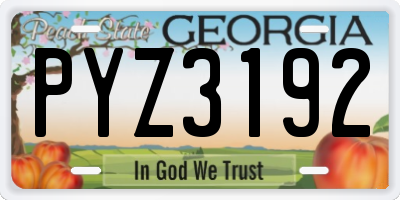 GA license plate PYZ3192