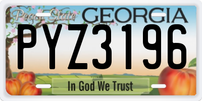 GA license plate PYZ3196