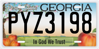 GA license plate PYZ3198
