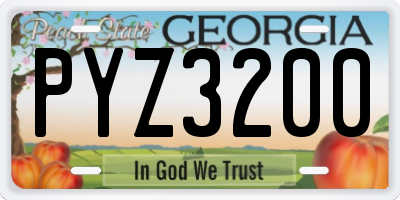 GA license plate PYZ3200