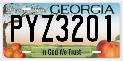GA license plate PYZ3201