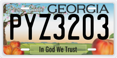 GA license plate PYZ3203