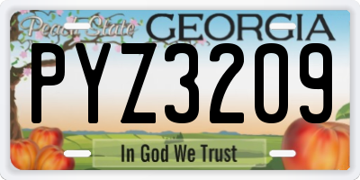GA license plate PYZ3209