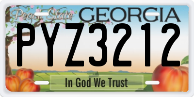 GA license plate PYZ3212