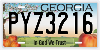 GA license plate PYZ3216