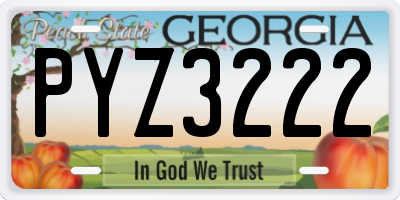 GA license plate PYZ3222