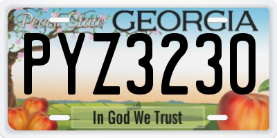 GA license plate PYZ3230