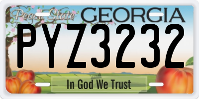 GA license plate PYZ3232