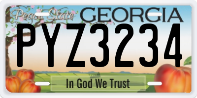 GA license plate PYZ3234