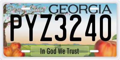 GA license plate PYZ3240
