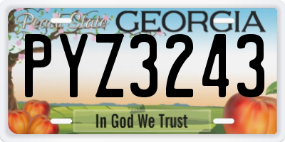 GA license plate PYZ3243