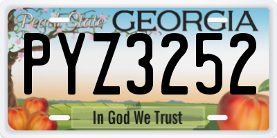 GA license plate PYZ3252