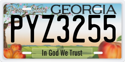 GA license plate PYZ3255