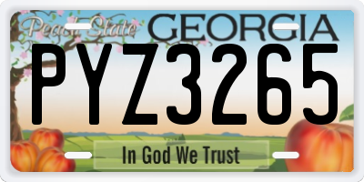 GA license plate PYZ3265