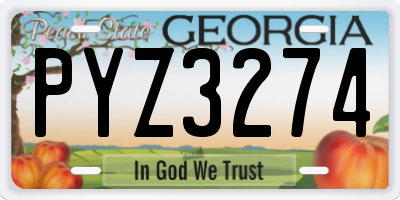GA license plate PYZ3274
