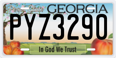 GA license plate PYZ3290