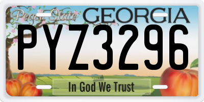 GA license plate PYZ3296