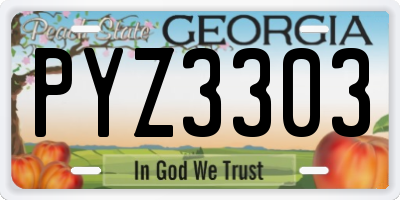 GA license plate PYZ3303