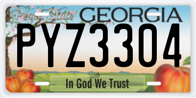 GA license plate PYZ3304
