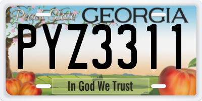 GA license plate PYZ3311