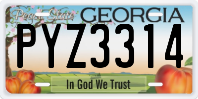 GA license plate PYZ3314