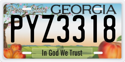 GA license plate PYZ3318