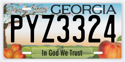 GA license plate PYZ3324