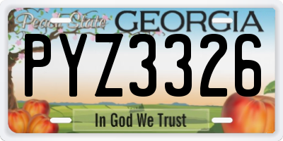 GA license plate PYZ3326
