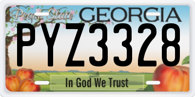 GA license plate PYZ3328