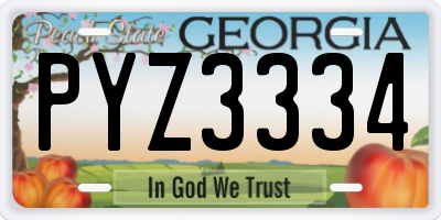 GA license plate PYZ3334