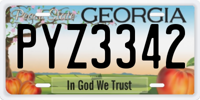 GA license plate PYZ3342