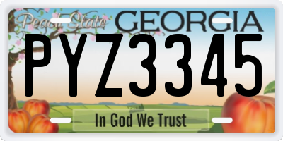 GA license plate PYZ3345