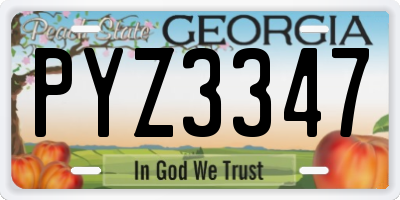 GA license plate PYZ3347