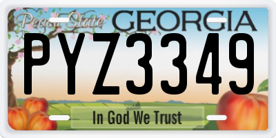 GA license plate PYZ3349