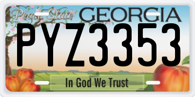 GA license plate PYZ3353