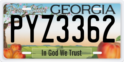 GA license plate PYZ3362