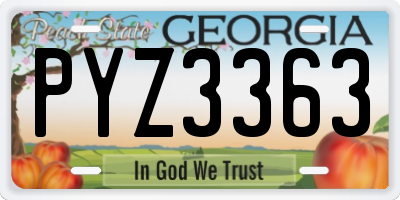 GA license plate PYZ3363
