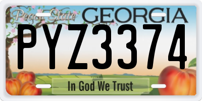 GA license plate PYZ3374
