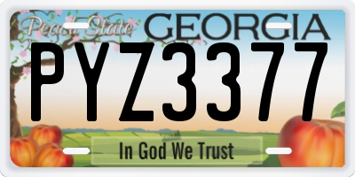 GA license plate PYZ3377