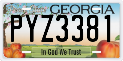 GA license plate PYZ3381