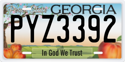 GA license plate PYZ3392