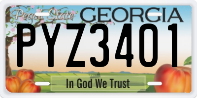 GA license plate PYZ3401