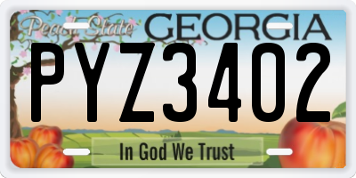 GA license plate PYZ3402