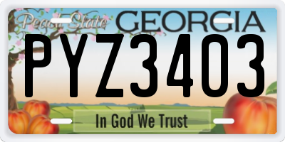 GA license plate PYZ3403
