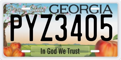 GA license plate PYZ3405