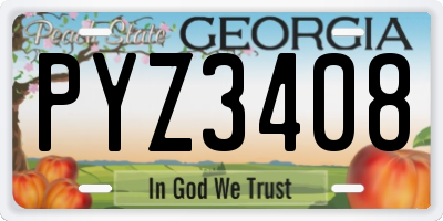 GA license plate PYZ3408